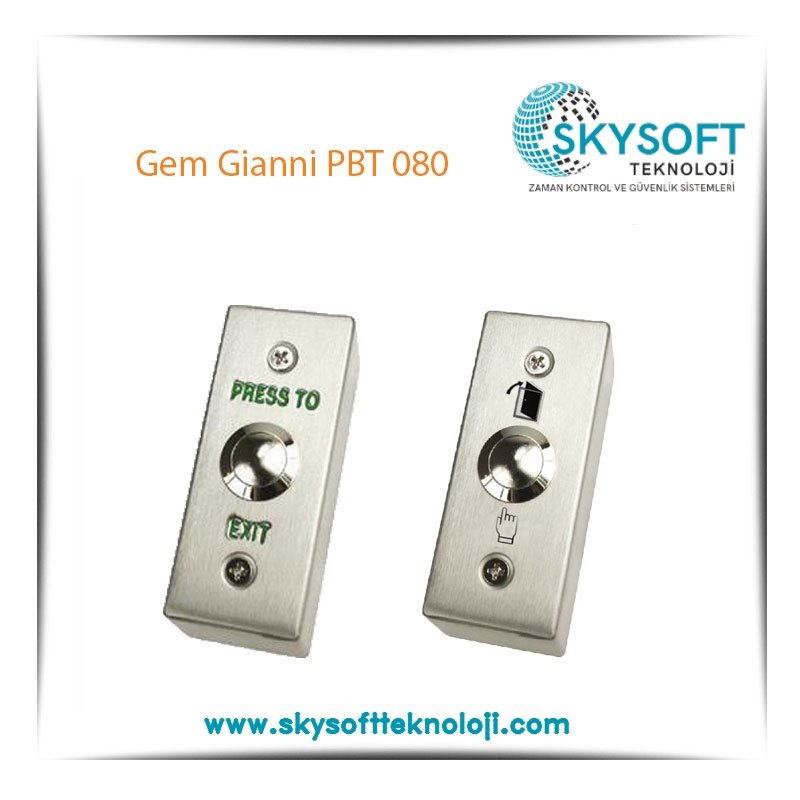 Gem Gianni PBT 080 Paslanmaz Çıkış Butonu Yüzey Tip